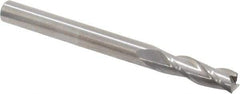 Hertel - 3/16", 5/8" LOC, 3/16" Shank Diam, 2" OAL, 3 Flute, Solid Carbide Square End Mill - Single End, Uncoated, Spiral Flute, 30° Helix, Centercutting, Right Hand Cut - Eagle Tool & Supply