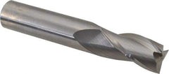 Hertel - 5/8", 1-1/4" LOC, 5/8" Shank Diam, 3-1/2" OAL, 3 Flute, Solid Carbide Square End Mill - Single End, Uncoated, Spiral Flute, 30° Helix, Centercutting, Right Hand Cut - Eagle Tool & Supply