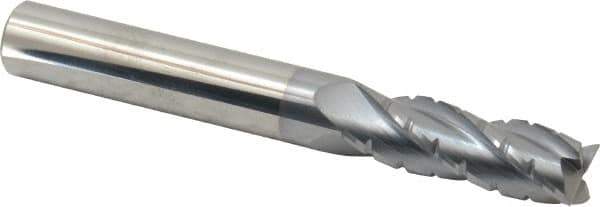 Hertel - 3/8" Diam, 1-1/8" LOC, 4 Flute Solid Carbide Roughing Square End Mill - TiCN Finish, 3" OAL, 3/8" Shank Diam, Single End, Centercutting - Eagle Tool & Supply
