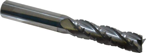 Hertel - 1/2" Diam, 2" LOC, 4 Flute Solid Carbide Roughing Square End Mill - TiCN Finish, 4" OAL, 1/2" Shank Diam, Single End, Centercutting - Eagle Tool & Supply