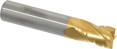 Hertel - 3/8" Diam, 5/8" LOC, 4 Flute Solid Carbide Roughing Square End Mill - TiN Finish, 2" OAL, 3/8" Shank Diam, Single End, Centercutting - Eagle Tool & Supply