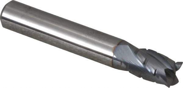 Hertel - 5/16" Diam, 1/2" LOC, 4 Flute Solid Carbide Roughing Square End Mill - TiCN Finish, 2" OAL, 5/16" Shank Diam, Single End, Centercutting - Eagle Tool & Supply
