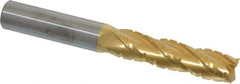 Hertel - 1/2" Diam, 2" LOC, 4 Flute Solid Carbide Roughing Square End Mill - TiN Finish, 4" OAL, 1/2" Shank Diam, Single End, Centercutting - Eagle Tool & Supply