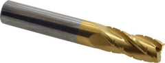 Hertel - 3/8" Diam, 7/8" LOC, 4 Flute Solid Carbide Roughing Square End Mill - TiN Finish, 2-1/2" OAL, 3/8" Shank Diam, Single End, Centercutting - Eagle Tool & Supply
