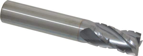 Hertel - 1/2" Diam, 1" LOC, 4 Flute Solid Carbide Roughing Square End Mill - TiCN Finish, 3" OAL, 1/2" Shank Diam, Single End, Centercutting - Eagle Tool & Supply