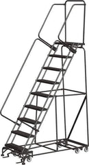 Ballymore - 123" 9 Step All-Directional Ladder - Rolling Safety Ladder, 350 Lb Capacity, 90" Platform Height, 32" Base Width x 68" Depth, Expanded Metal Tread - Eagle Tool & Supply