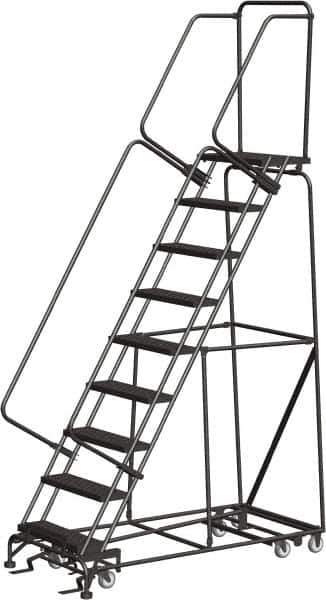 Ballymore - 123" 9 Step All-Directional Ladder - 350 Lb Capacity, 90" Platform Height, 32" Base Width x 68" Depth, Perforated Tread - Eagle Tool & Supply