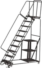Ballymore - 133" 10 Step Ladder - Safety Stock Picking Ladder, 450 Lb Capacity, 100" Platform Height, 32" Base Width x 80" Depth, Perforated Tread - Eagle Tool & Supply