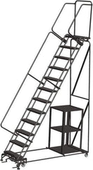 Ballymore - 153" 12 Step Stock-Picking Ladder - 450 Lb Capacity, 120" Platform Height, 32" Base Width x 87" Depth, Perforated Tread - Eagle Tool & Supply