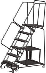 Ballymore - 93" 6 Step Ladder - Safety Stock Picking Ladder, 450 Lb Capacity, 60" Platform Height, 30" Base Width x 55" Depth, Perforated Tread - Eagle Tool & Supply