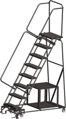 Ballymore - 113" 8 Step Stock-Picking Ladder - 450 Lb Capacity, 80" Platform Height, 32" Base Width x 61" Depth, Expanded Metal Tread - Eagle Tool & Supply