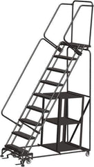 Ballymore - 123" 9 Step Ladder - Safety Stock Picking Ladder, 450 Lb Capacity, 90" Platform Height, 32" Base Width x 68" Depth, Expanded Metal Tread - Eagle Tool & Supply