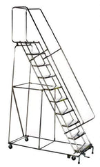 Ballymore - 93" 6 Step Ladder - Rolling Safety Ladder, 450 Lb Capacity, 60" Platform Height, 30" Base Width x 49" Depth, Perforated Tread - Eagle Tool & Supply