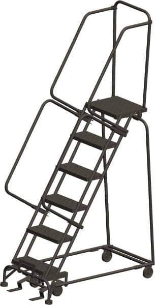 Ballymore - 93" 6 Step Ladder - 300 Lb Capacity, 60" Platform Height, 24" Base Width x 49" Depth, Heavy-Duty Serrated Grating - Eagle Tool & Supply