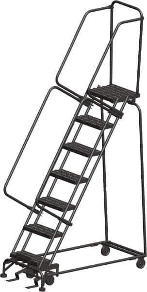 Ballymore - 103" 7 Step Ladder - Rolling Safety Ladder, 450 Lb Capacity, 70" Platform Height, 30" Base Width x 55" Depth, Heavy-Duty Serrated Grating - Eagle Tool & Supply