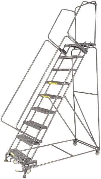 Ballymore - 123" 9 Step Ladder - 300 Lb Capacity, 90" Platform Height, 32" Base Width x 68" Depth, Heavy-Duty Serrated Grating - Eagle Tool & Supply