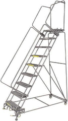 Ballymore - 123" 9 Step Ladder - 300 Lb Capacity, 90" Platform Height, 32" Base Width x 68" Depth, Heavy-Duty Serrated Grating - Eagle Tool & Supply