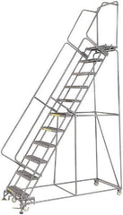 Ballymore - 143" 11 Step Ladder - Rolling Safety Ladder, 450 Lb Capacity, 110" Platform Height, 32" Base Width x 80" Depth, Heavy-Duty Serrated Grating - Eagle Tool & Supply