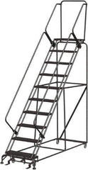Ballymore - 133" 10 Step Ladder - 350 Lb Capacity, 100" Platform Height, 32" Base Width x 97" Depth, Heavy-Duty Serrated Grating - Eagle Tool & Supply