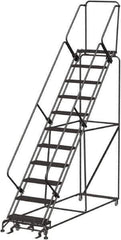 Ballymore - 143" 11 Step Ladder - 350 Lb Capacity, 110" Platform Height, 32" Base Width x 106" Depth, Abrasive Mat Tread - Eagle Tool & Supply