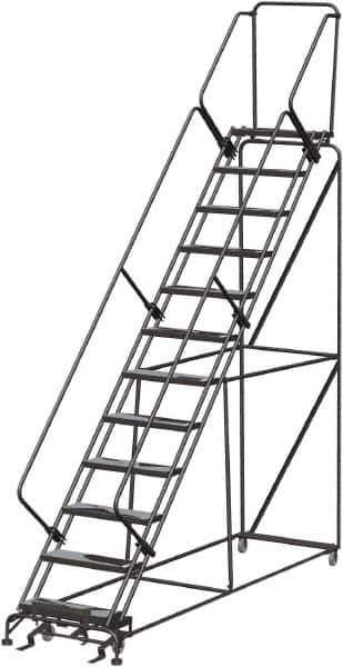Ballymore - 153" 12 Step Ladder - 350 Lb Capacity, 120" Platform Height, 32" Base Width x 116" Depth, Abrasive Mat Tread - Eagle Tool & Supply