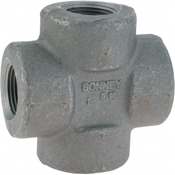 Made in USA - Size 3/4", Class 3,000, Forged Carbon Steel Black Pipe Cross - 3,000 psi, Threaded End Connection - Eagle Tool & Supply