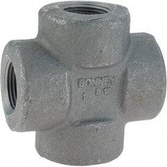 Made in USA - Size 3/4", Class 3,000, Forged Carbon Steel Black Pipe Cross - 3,000 psi, Threaded End Connection - Eagle Tool & Supply