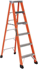Louisville - 6 Steps, 6' High, Type IAA Rating, Fiberglass Step Ladder - 375 Lb Capacity, 22" Base Width - Eagle Tool & Supply