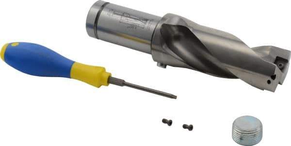 Iscar - 3-1/2" Max Drill Depth, 2xD, 1-3/4" Diam, Indexable Insert Drill - 2 Inserts, 1-1/2" Shank Diam, Straight Shank - Eagle Tool & Supply