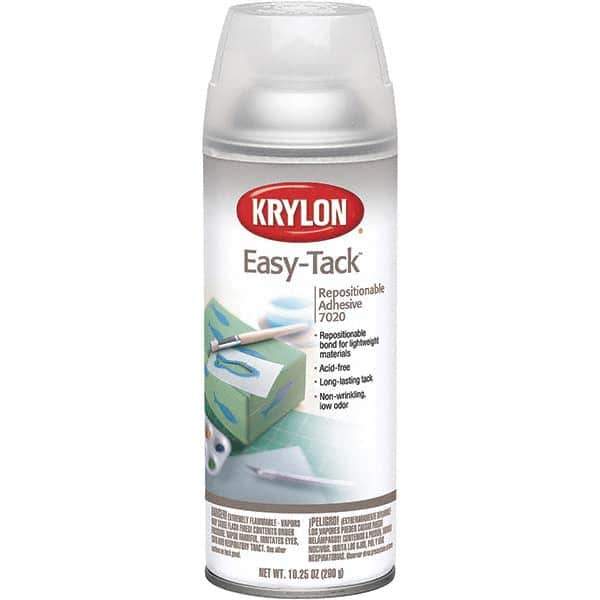 Krylon - 11 oz Aerosol Clear Spray Adhesive - Low Tack, 120°F Heat Resistance, 15 Sq Ft Coverage, Low Strength Bond, 180 min Max Bonding Time, Flammable - Eagle Tool & Supply