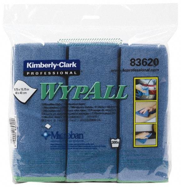 WypAll - Reusable Microfiber Wipes - Packet, 15-3/4" x 15-3/4" Sheet Size, Blue - Eagle Tool & Supply