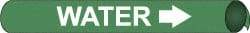 NMC - Pipe Marker with Water Legend and Arrow Graphic - 4-5/8 to 5-7/8" Pipe Outside Diam, White on Green - Eagle Tool & Supply