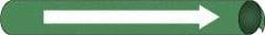 NMC - Pipe Marker with No Legend and Arrow Graphic - 2-1/2 to 3-1/4" Pipe Outside Diam, White on Green - Eagle Tool & Supply