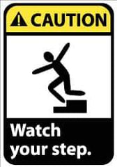 NMC - "Caution - Watch Your Step", 14" Long x 10" Wide, Aluminum Safety Sign - Rectangle, 0.04" Thick, Use for Accident Prevention - Eagle Tool & Supply