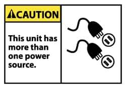 NMC - Accident Prevention Label, Header: CAUTION - Legend: Caution - This Unit Has More Than One Power Source, English, Black, Yellow & White, 5" Long x 3" High, Sign Muscle Finish - Eagle Tool & Supply