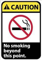 NMC - "Caution - No Smoking Beyond This Point", 14" Long x 10" Wide, Aluminum Safety Sign - Rectangle, 0.04" Thick, Use for Accident Prevention - Eagle Tool & Supply