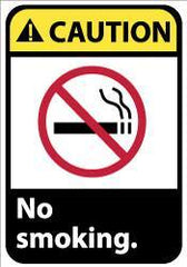NMC - "Caution - No Smoking", 14" Long x 10" Wide, Aluminum Safety Sign - Rectangle, 0.04" Thick, Use for Accident Prevention - Eagle Tool & Supply
