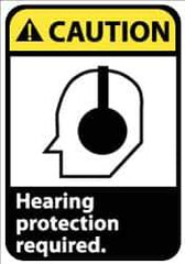 NMC - "Caution - Hearing Protection Required", 14" Long x 10" Wide, Aluminum Safety Sign - Rectangle, 0.04" Thick, Use for Accident Prevention - Eagle Tool & Supply