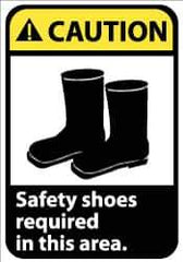 NMC - "Caution - Safety Shoes Required in This Area", 10" Long x 7" Wide, Rigid Plastic Safety Sign - Rectangle, 0.05" Thick, Use for Accident Prevention - Eagle Tool & Supply