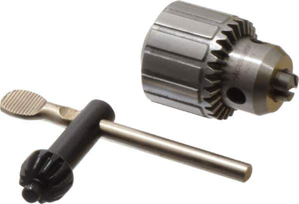 Accupro - 3/8-24, 1/32 to 1/4" Capacity, Threaded Mount Drill Chuck - Keyed, 32mm Sleeve Diam, 42mm Open Length - Exact Industrial Supply