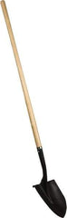 PRO-SOURCE - 11" High x 9-1/2" Wide Round Steel Shovel - 48" Long Wood Straight Handle, Front Turned - Eagle Tool & Supply