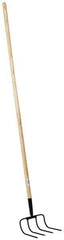 PRO-SOURCE - Refuse Hook with 54" Straight Wood Handle - 7-7/8" Blade Width, 4 Tines, 9" Tine Length - Eagle Tool & Supply