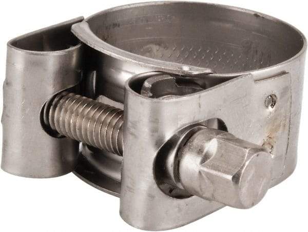 Mikalor - 1-1/8" Hose, 0.71" Wide x 0.04" Thick, T-Bolt Hose Clamp - 1.06 to 1.14" Diam, Stainless Steel - Eagle Tool & Supply