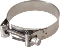 Mikalor - 3-3/4" Hose, 0.98" Wide x 0.04" Thick, T-Bolt Hose Clamp - 3.58 to 3.82" Diam, Stainless Steel - Eagle Tool & Supply