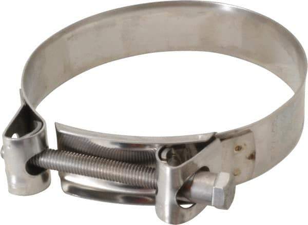 Mikalor - 4-1/4" Hose, 0.98" Wide x 0.04" Thick, T-Bolt Hose Clamp - 4.1 to 4.41" Diam, Stainless Steel - Eagle Tool & Supply