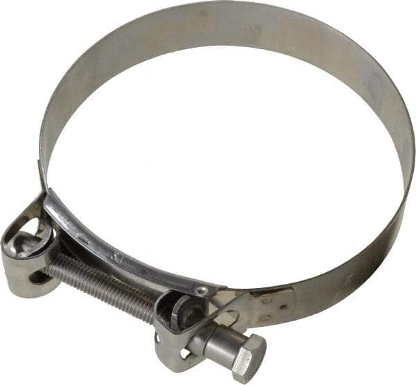 Mikalor - 5-1/4" Hose, 1.1" Wide x 0.051" Thick, T-Bolt Hose Clamp - 5.11 to 5.51" Diam, Stainless Steel - Eagle Tool & Supply