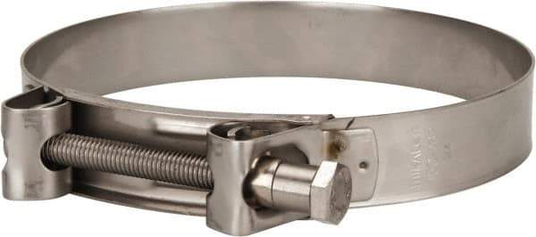 Mikalor - 6" Hose, 1.1" Wide x 0.051" Thick, T-Bolt Hose Clamp - 5.91 to 6.38" Diam, Stainless Steel - Eagle Tool & Supply