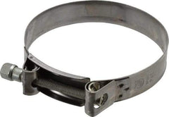 Mikalor - 5" Hose, 0.98" Wide x 0.04" Thick, T-Bolt Hose Clamp - 4.76 to 5.11" Diam, Stainless Steel Band, Housing & Zinc Plated Screw - Eagle Tool & Supply