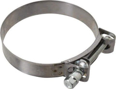 Mikalor - 5-1/4" Hose, 1.1" Wide x 0.051" Thick, T-Bolt Hose Clamp - 5.11 to 5.51" Diam, Stainless Steel Band, Housing & Zinc Plated Screw - Eagle Tool & Supply