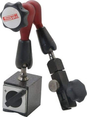 SPI - 175 Lb Magnetic Force, Fine Adjustment Indicator Positioner & Holder with Base - Post & Arm, Round Base, 6-1/2" Base Diam - Eagle Tool & Supply